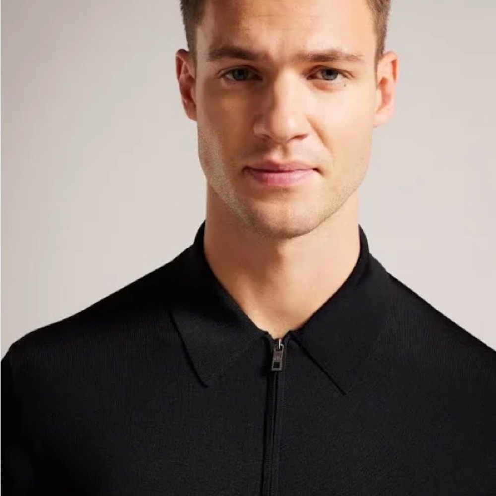 Men's Ted Baker London  Viba Half Zip
Polo Sweater - Black ted size 7 US 3Xl - Picture 13 of 15